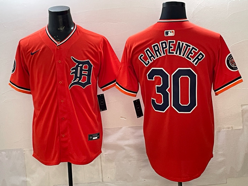 Men Detroit Tigers #30 Carpenter orange Game Nike MLB Jersey0321002->->MLB Jersey